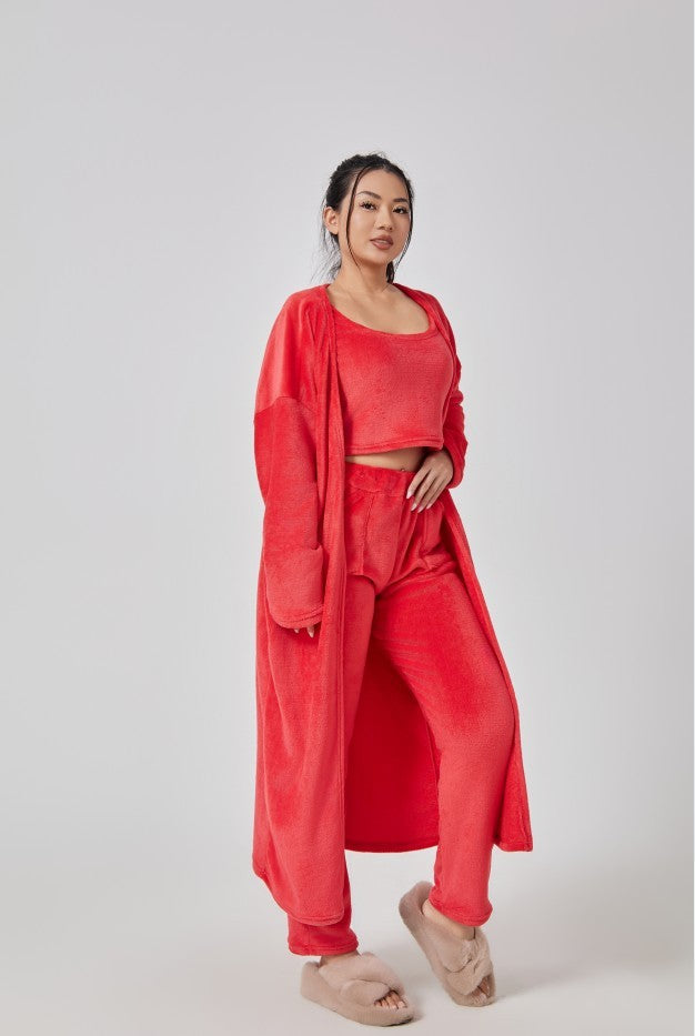 Womenâs Cozy 3-Piece Pajama Lounge Set,