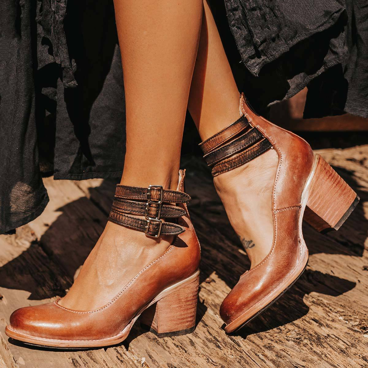 Three-Strap Snake Print High-Heel Pumps