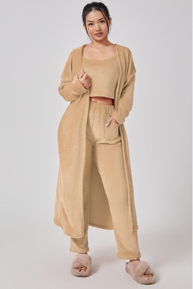 Womenâs Cozy 3-Piece Pajama Lounge Set,