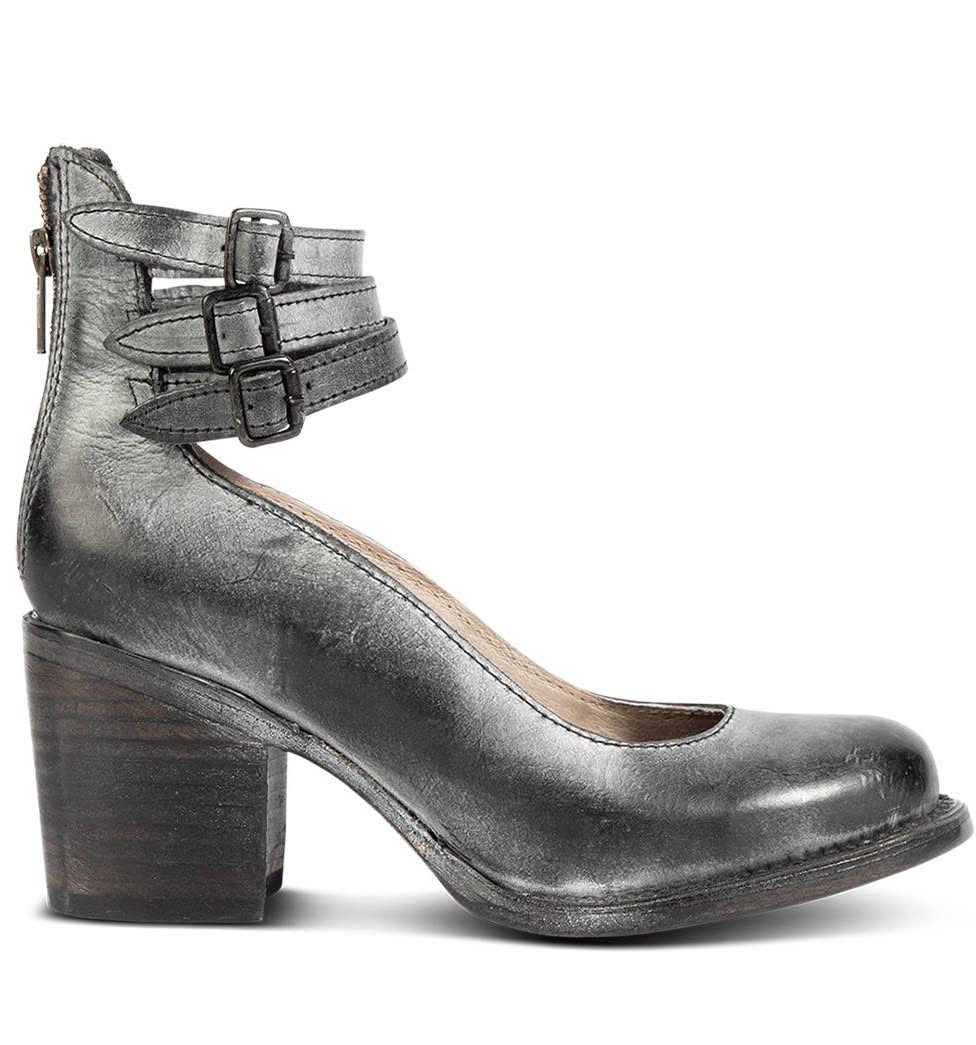 Three-Strap Snake Print High-Heel Pumps