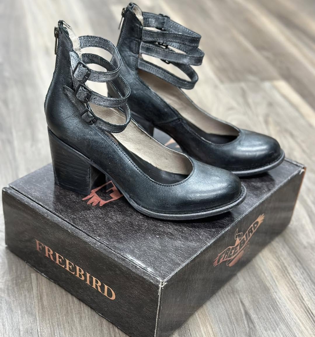Three-Strap Snake Print High-Heel Pumps