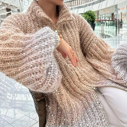 Western-Classy Sequin Knitwear Coat