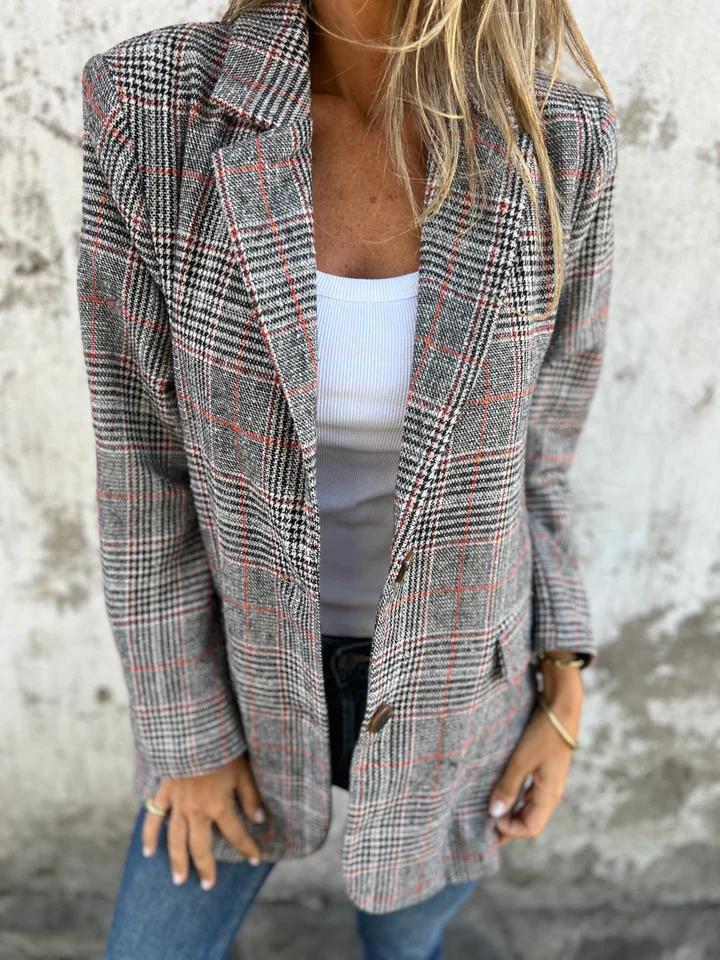 Retro Houndstooth Casual Suit Jacket