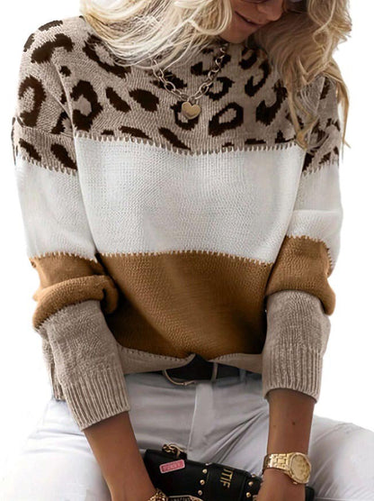 Women’s Colorblock Leopard Print Sweater