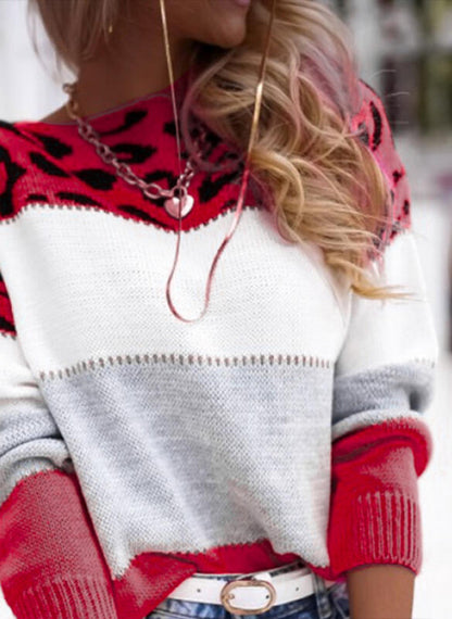 Women’s Colorblock Leopard Print Sweater
