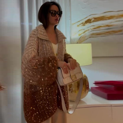 Western-Classy Sequin Knitwear Coat