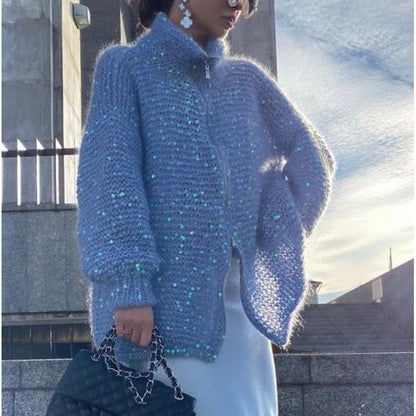 Western-Classy Sequin Knitwear Coat