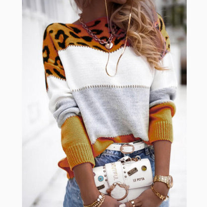 Women’s Colorblock Leopard Print Sweater
