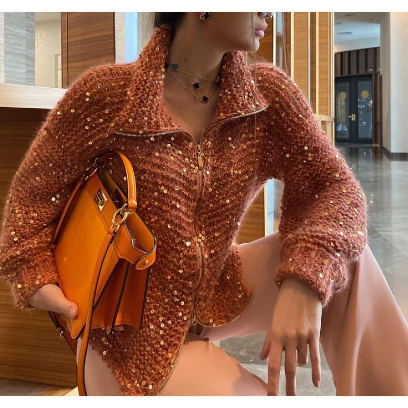 Western-Classy Sequin Knitwear Coat