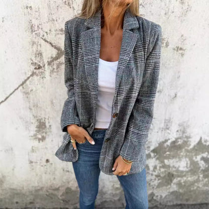 Retro Houndstooth Casual Suit Jacket