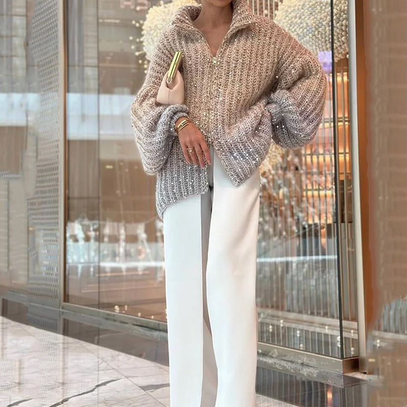 Western-Classy Sequin Knitwear Coat