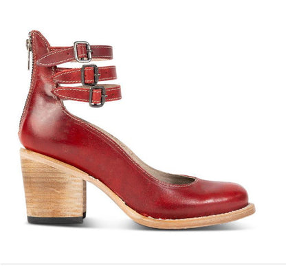 Three-Strap Snake Print High-Heel Pumps