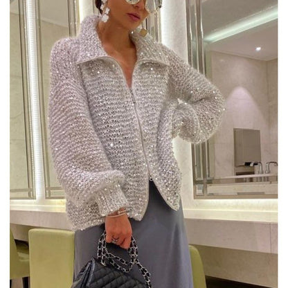 Western-Classy Sequin Knitwear Coat