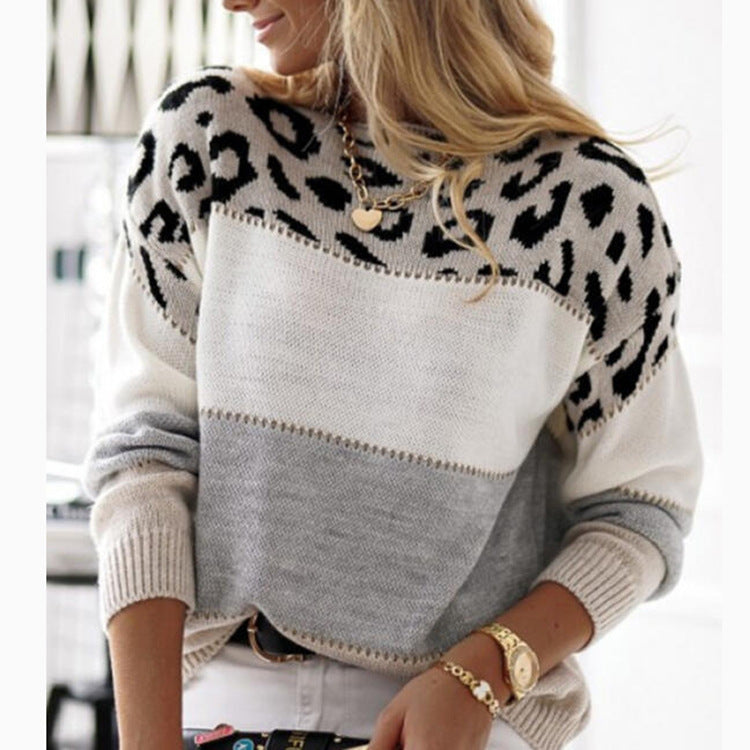 Women’s Colorblock Leopard Print Sweater