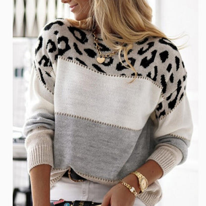 Women’s Colorblock Leopard Print Sweater